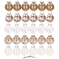 Set globuri de Craciun Inedit, 30 bucati, 6cm, transparente si auriu