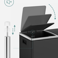 SONGMICS Cos de gunoi din inox cu 2 compartimente colectare selectiva, cu galeti interioare, 2x24 litri, negru