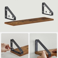VASAGLE Raft de perete, set 3 bucati 30cm, 35cm si 40cm, 2 moduri de montare, maro rustic si negru