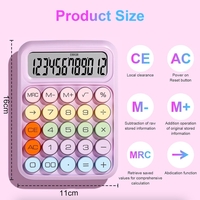 Calculator Electronic pentru Copii, Vafy, Calculator Dragut pentru Scoala Primara, Ecran mare 12 digits si Tastatura Mecania, 16 x 11 x 2 cm, Roz