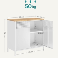 SONGMICS Dulap depozitare metalic cu 2 usi, raft reglabil, cadru otel, stil industrial, 80x40x76 cm, alb si bej