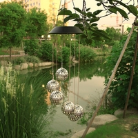 Lampa solara de tip decoratiune pentru gradina, Flippy, model clopotel de vant, alb cald