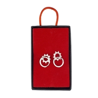 Cercei din Argint 925, Jolie Silver, pentru Dama, Model Soare cu Cristale, 2.55 g, Design Elegant si Romantic, Argintiu