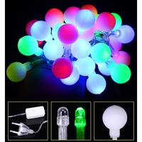 Instalatie sfere brad Craciun Vafy, 3 metri, 20 LEd-uri, alimentare la retea, fir transparent, multicolora