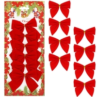 Set 6 ornamente pentru bradul de Craciun, fundita, 8cm, rosu