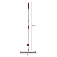 Mop Plat cu Laveta din Microfibra, Flippy, Pentru Uz Casnic, cu 2 Lavete Incluse, Sistem de Stoarcere, Tija Telescopica 130 cm, Rotire 360°, 42 x 130 cm, Rosu