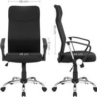 SONGMICS Scaun de birou ergonomic pentru sala de sedinte, pivotant, capitonat, inaltime reglabila si rabatabil, negru