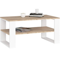 Masuta cafea ALEX cu raft inferior, PAL laminat, 92x53x45 cm, stejar sonoma si alb