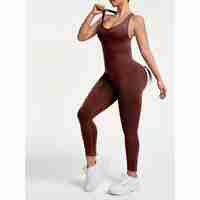 Costum Sport de Dama, Flippy, One Piece, pentru Yoga, Elastic, Fara Cusaturi, Maro Inchis, Marime M