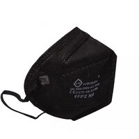 Set 1000 bucati Masca de protectie faciala, Flippy, de unica folosinta pentru adulti, FFP2, KN95 CE 0370, 5 straturi, nesterila, ambalaj individual, Negru