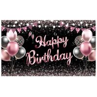 Banner Tip Fundal pentru Poze, Flippy, din Panza, 185 x 110 cm, Sfoara 6 m, Prindere in 4 Colturi, Negru/Roz