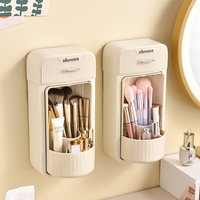 Organizator Baie, Flippy, 4 Compartimente si 1 Sertar, Rotire 360 Grade, din PP+PET, 27.5 x 16 x 11 cm, Crem