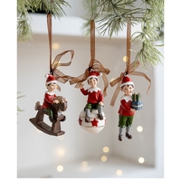 Decoratiune de Craciun, Flippy, pentru Brad, Model Elf pe Glob, 10 x 4 cm, din Rasina, Multicolor