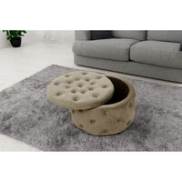 Taburet Alia cu spatiu depozitare, tapitat cu velur, 55x30 cm, bej