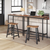 VASAGLE Set 2 scaune bar cu sezut curbat, cadru metalic, 46x33x60 cm, maro rustic