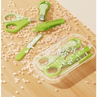 Set 4in1 de Ingrijire Unghii pentru Bebelusi, Flippy, Cutie de Depozitare Transparenta, 0-6 Ani, 13.6x8x2 cm, Verde