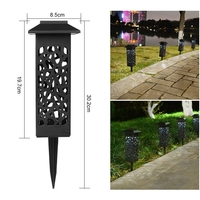 Lampa solara LED, Flippy, Set 6 Bucati, Tip Felinar cu Acoperis, pentru Gradina, Inaltime 30.2 cm, putere 0.2W, 1.2V, 600mAh, Lumina Alb Rece, Negru
