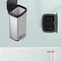 SONGMICS Cos de gunoi din inox, 68 L cu pedala, capac soft close, filtru de carbon pentru neutralizarea mirosurilor, argintiu