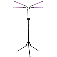 Lampa UV pentru cresterea plantelor, Flippy, 4 capete, putere 30W, 108 LED-uri Lampa cu lumina Ultra-Violet, Lampa cu Picior Ajustabil pana la 2 m, Lumina UV Mov