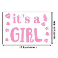 Sticker Autocolant, Vafy, Tematica Gender Reveal, Model Scris It's a Girl, 19.5x27.5 cm, Roz
