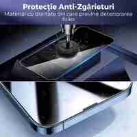 Folie Sticla Securizata, Vafy, Pentru Apple iPhone 16 Pro Max, Privacy Classic, 2.5D, Confidentialitate 30°, Negru Transparent