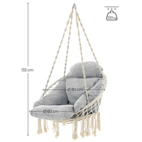 Scaun rotund Sersimo tip leagan suspendat cu perna pentru casa sau gradina, bej