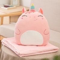 Patura 2in1 pentru Pat sau Canapea, Vafy, Model Jucarie Unicorn cu Spatiu de Depozitare Patura, Microfibra, 1x1.7 m, Roz