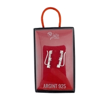 Cercei din Argint 925, Jolie Silver, pentru Dama, Model Bagheta pe Lob cu Pietre, 2.37 g, Design Fin si Romantic, Argintiu