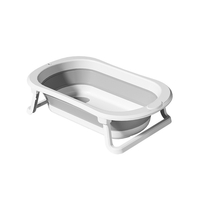 Cada de Baie Pliabila, Vafy, cu Suport, Indicator de Temperatura, 0-8 Ani, din PP+TPR, 45 l Capacitate, 80 x 50 x 23 cm, Gri