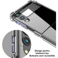 Husa de protectie Vafy compatibila cu Samsung Z Flip 5, MagSafe Blister, gaura mare camera, transparenta