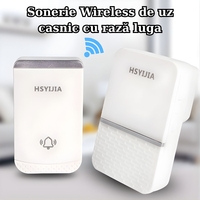 Sonerie Wireless, Vafy, Rezistenta la Stropi, Kit cu 2 Receptoare, 38 Melodii, 4 Niveluri Volum, 85 dB, raza 260 m, 9 x 5,6 x 18,5 cm, Alb/Argintiu