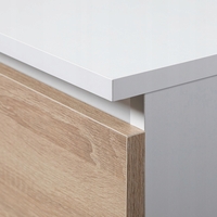 Dulap cu usa si 8 etajere, PAL laminat 16 mm, 80x35x180 cm, alb si stejar sonoma