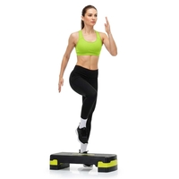 Stepper aerobic, ajustabil in 2 trepte, antiderapant, maxim 350 kg, 68x29x15 cm, negru si verde