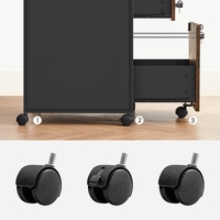 VASAGLE Dulap mobil 42x44x69 cm, cu 2 sertare si roti cu frana, compartiment deschis si suport dosare, PAL si otel, maro rustic si negru