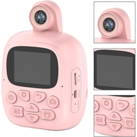 Camera Instantanee pentru Copii, Flippy, Camera Frontala + Selfie, cu Functie de Printare, Cablu USB-C, Bluetooth, Compatibil iOS/Android, Imprimare APP, Model Bunny, Roz