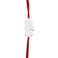Martisor Bratara Argint 925, Jolie, Model Ingeras, Martisor de 1 Martie, cu Snur Rosu, Argintiu