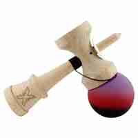 Kendama X Originala, Profesionala, Flippy, Cupe Mari KING SIZE V3, Rubber Grip, Gaura in Baza, Rulment Metalic, din lemn 18 cm, Ata 62/65 cm, Gradient Mov/Rosu/Negru