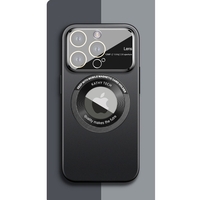Husa protectie MagSafe Kathy Tech, Vafy, pentru Apple iPhone 12, Dublu Cerc, Negru