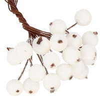 Set decorativ ramuri cu merisoare rosii artificiale inghetate, 15 cm, 200 boabe, alb