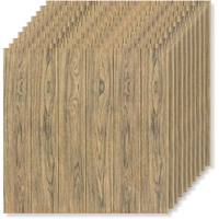 Set 10 Placi Tapet 3D, Vafy, 70 x 70 cm, Grosime 3 mm, din Rasina, Tip Placi de Lemn, Suprafata Acoperita 4.9 mp, Maro Deschis