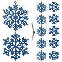 Decoratiune brad fulg de zapada, set 12 bucati, 10cm, albastru