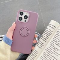 Husa protectie Vafy compatibila cu Apple iPhone 13 Liquid Silicone Ring cu suport rotativ Mov