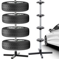 Suport depozitare anvelope 4 roti, cadru metalic, 45x45x105 cm, capacitate 100 kg, negru