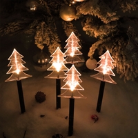 Set 5 Lampi solare LED de exterior Tip Brad pentru gradina Vafy, 37 cm, Alb Cald