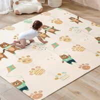 Covoras pentru Copii, Flippy, cu 2 Fete, Model Zmeu/Ursi, din XPE+PE, Impermeabil, Antiderapant, Protectie Termica, +3 Luni, Pliabil, 180 x 200 x 1.5 cm, Multicolor