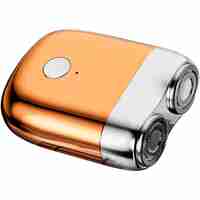 Mini Aparat de Ras Electric, Vafy, din ABS cu Fibra de Carbon, Portabil, Cap Rotativ Detasabil cu 2 Lame de Otel, Rezistent la Apa, Incarcare Type-C, Autonomie 45 min, Portocaliu