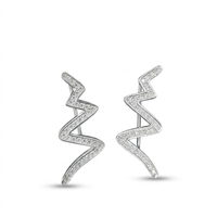 Cercei din Argint 925, Jolie Silver, pentru Dama, Model Sarpe pe Lob cu Pietre, 2.87 g, Design Modern si Elegant, Argintiu