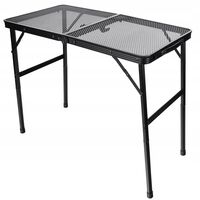 Masa pliabila metalica pentru gradina sau drumetie, 80x40x66cm, inaltime reglabila, neagra