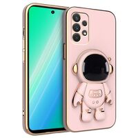 Husa Telefon 2in1, Vafy, Compatibila Samsung Galaxy S24 Plus, Carcasa TPU cu Suport Inclus Tip Astronaut, Protectie Camere, Roz