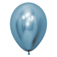 Set 12 Baloane, Flippy, din Latex Chrome, 30 cm, Albastru Deschis